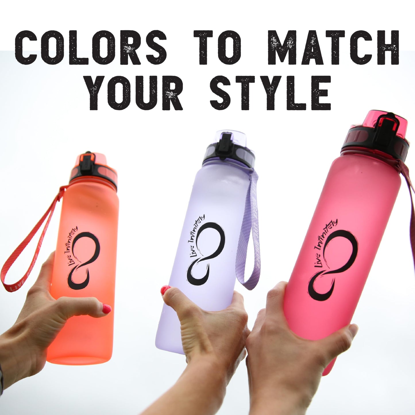 Gym Water Bottle with Time Marker Fruit Infuser and Shaker 34 Oz Amethyst